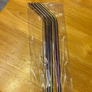 Reusable Rainbow Stainless Steel Bent Straws - Multicolor Set
